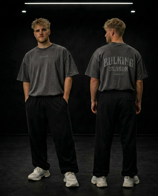 PUMPIFY Bulking Season Oversized Washed Coal Tee