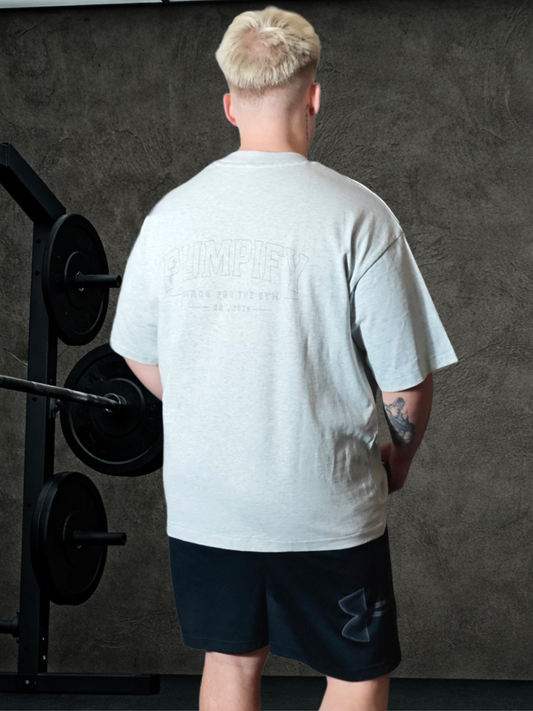 PUMPIFY Old English Boxy Oversized Tee (Cool Grey)