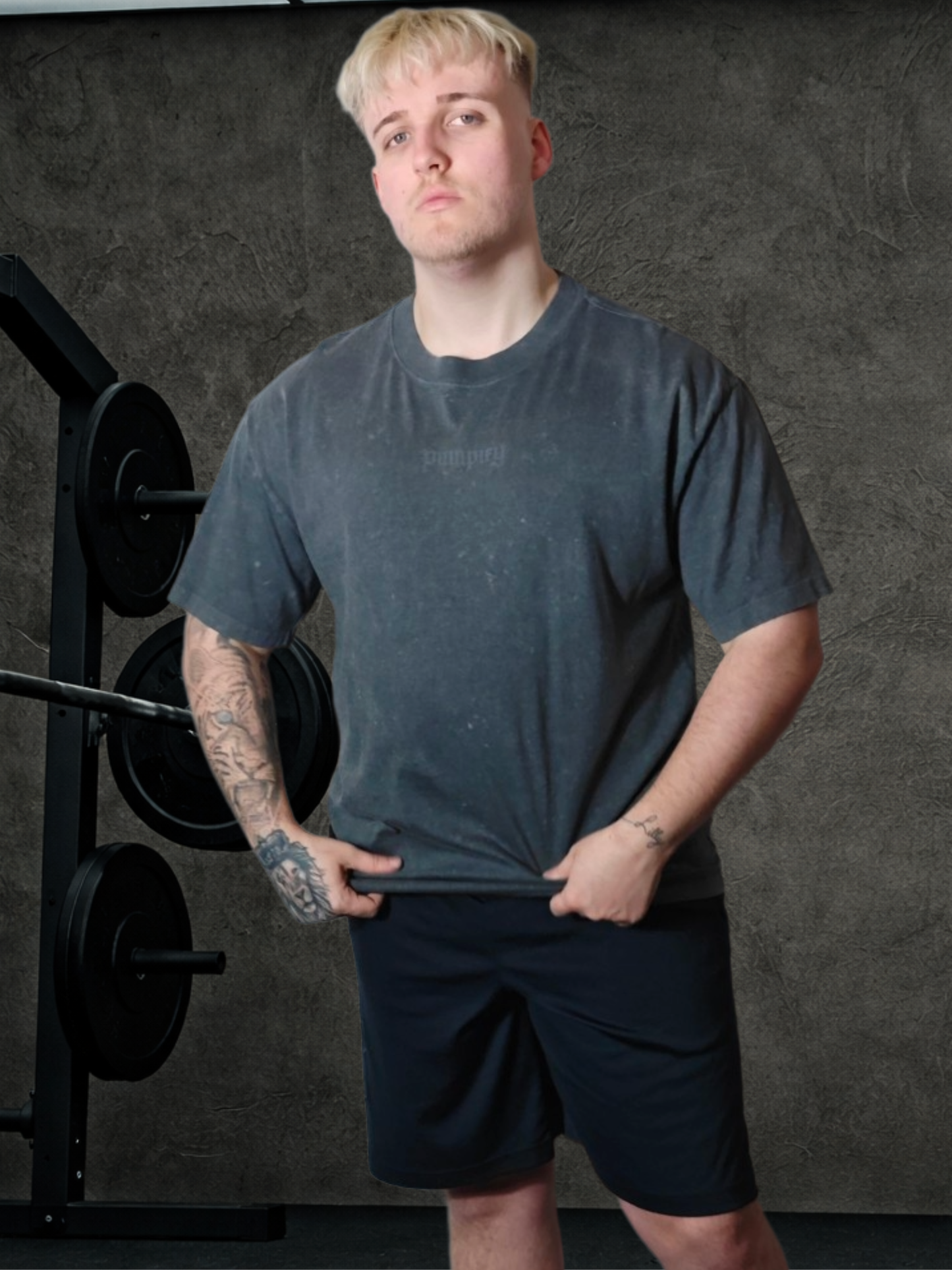 PUMPIFY Bulking Season Oversized Washed Coal Tee