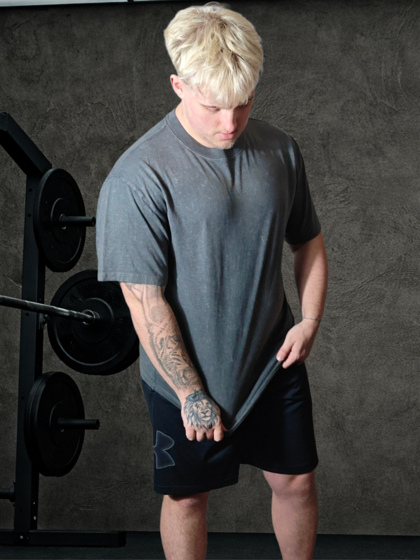 PUMPIFY Bulking Season Oversized Washed Coal Tee